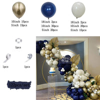 122pcs Dark Blue Gold Balloon Arch Garland Set Luxurious Weddings