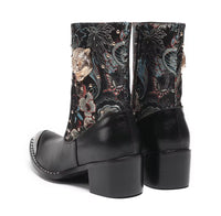 Men’s Black Floral Leather boots