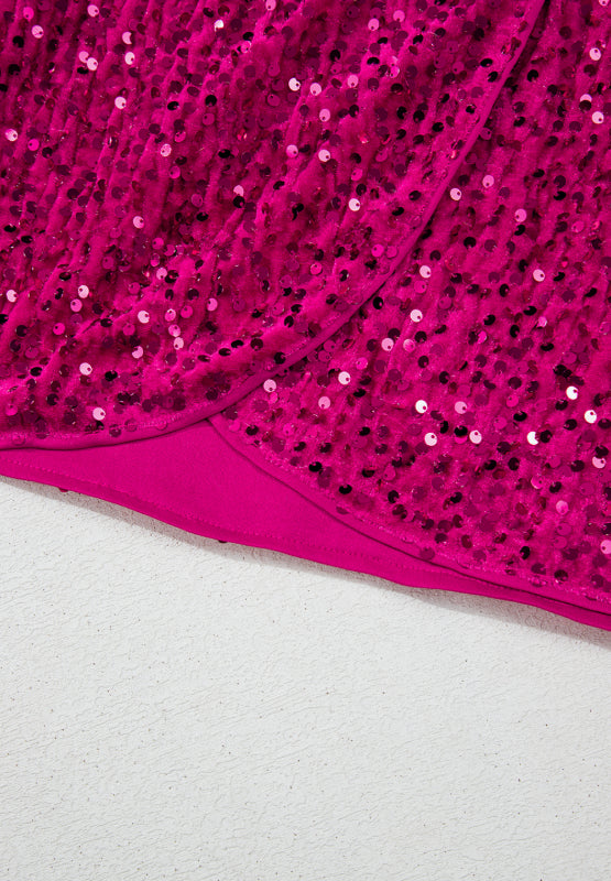 Sequin Surplice Long Sleeve Mini Dress Mini Dress Luxurious Weddings