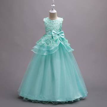 Girls flower long princess dress