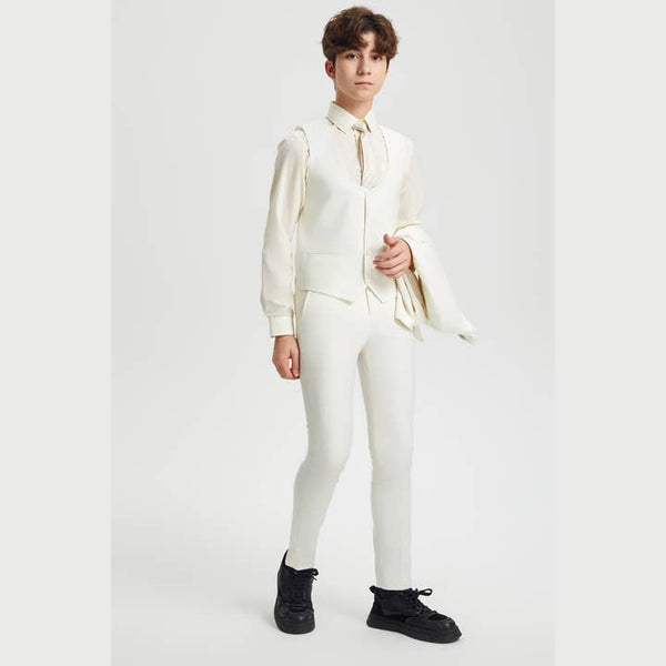 Stacy Adams Boys Suit 5-Piece Set | Ivory Suits Luxurious Weddings