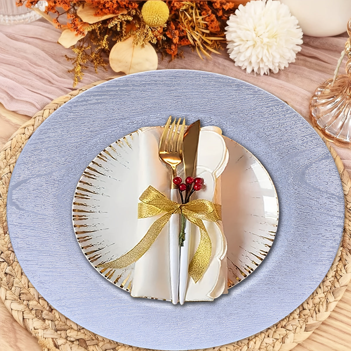 40pcs Elegant Round Plastic Charger Plates Tableware Luxurious Weddings