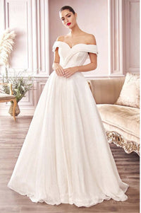 Glitter Off the Shoulder Ball Gown Wedding Dress Luxurious Weddings