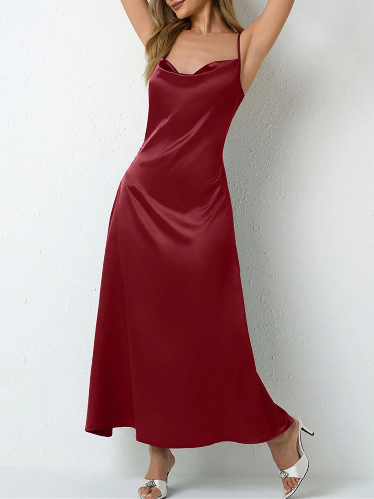 Satin Cowl Neck Cami Dress Bridesmaid Dresses Luxurious Weddings