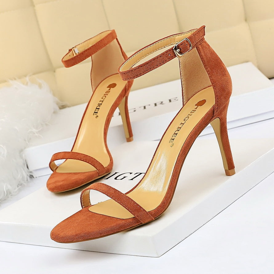 High-heeled suede open-toe pumps shoes Luxurious Weddings