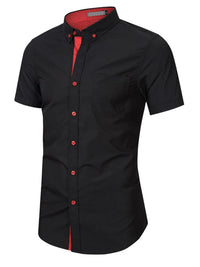 Men's Button Up Short Sleeve Shirt - Black Shirt Luxurious Weddings