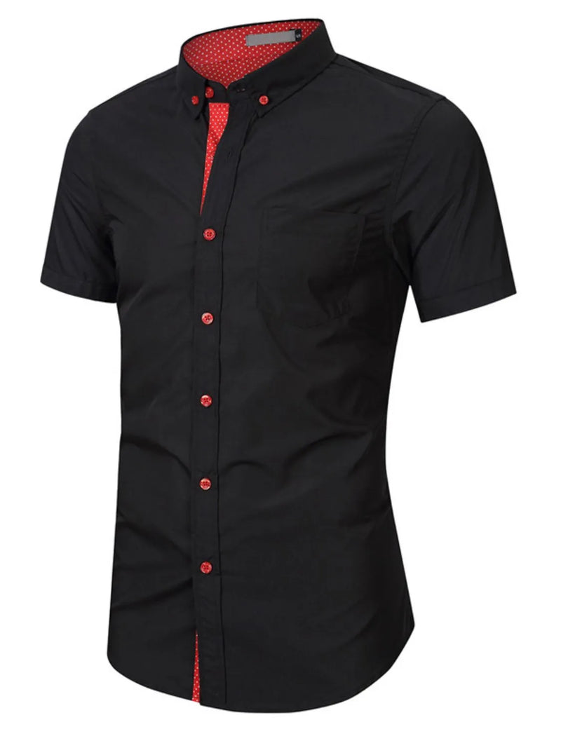 Men's Button Up Short Sleeve Shirt - Black Shirt Luxurious Weddings