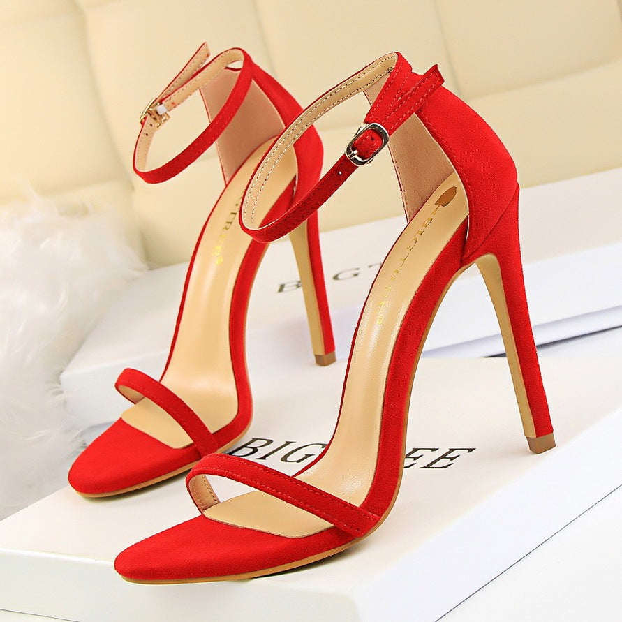 High-heeled suede open-toe pumps shoes Luxurious Weddings