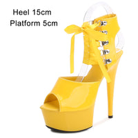 Women's Summer Super High Heel Sandals Hollow Stiletto Heels Platforms