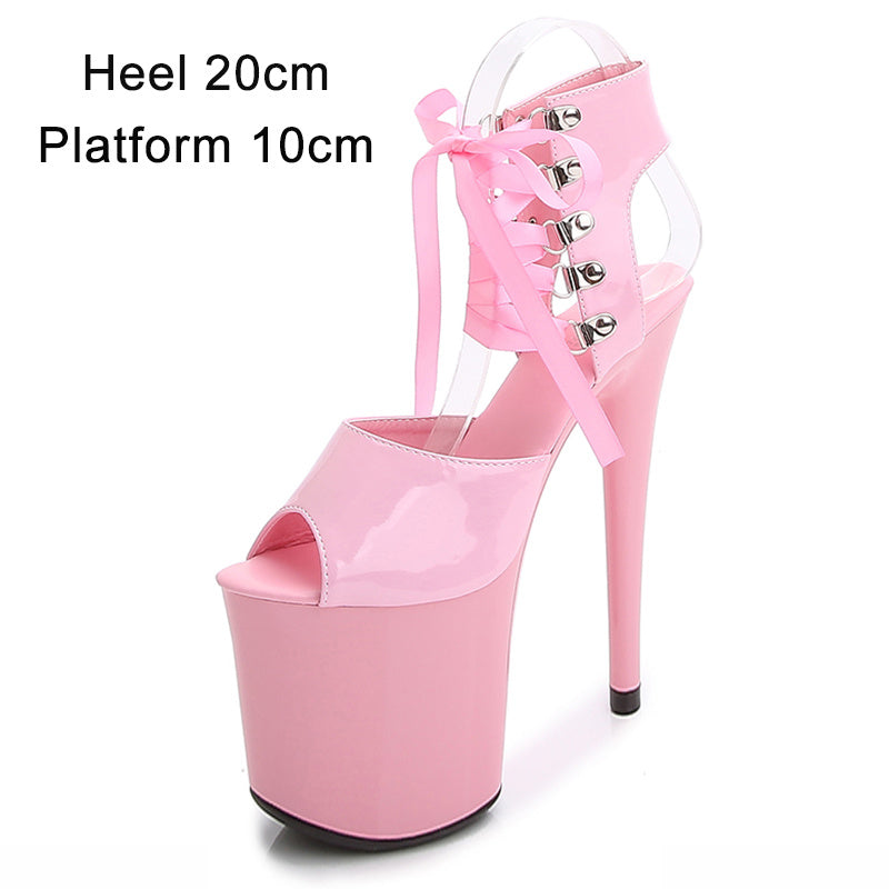 Women's Summer Super High Heel Sandals Hollow Stiletto Heels Platforms