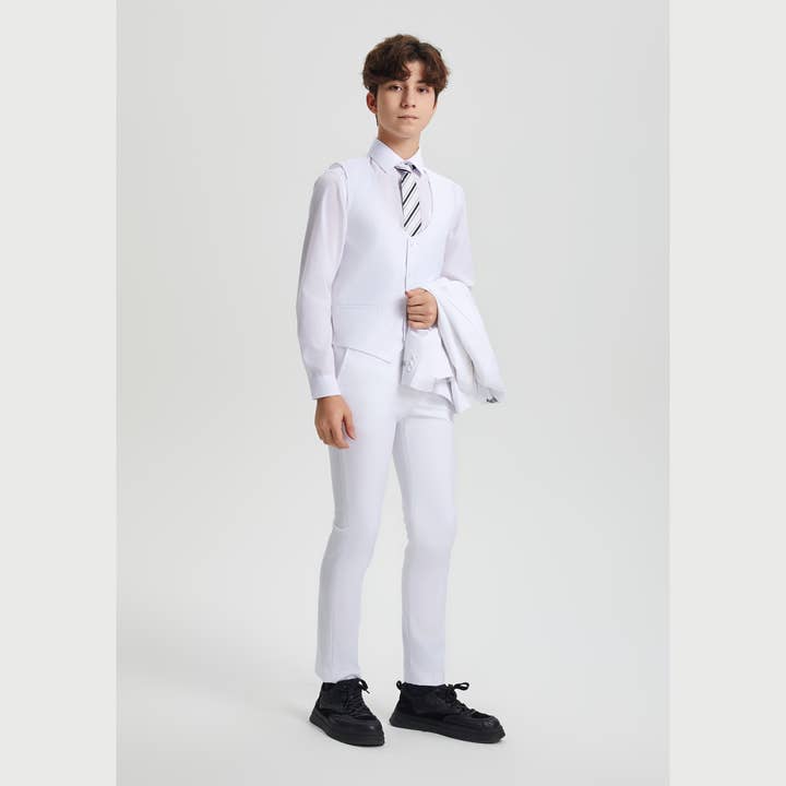 Stacy Adams Boys Suit 5-Piece Set | White Suits Luxurious Weddings