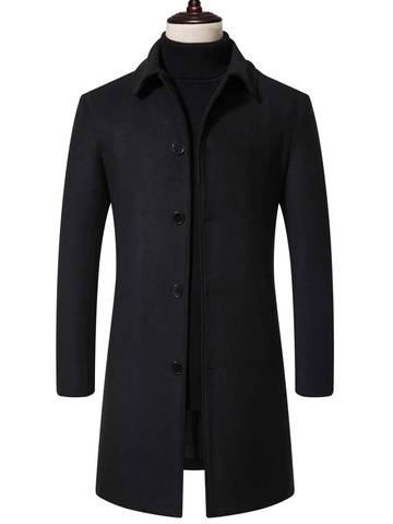 Men 1pc Single Breasted Overcoat