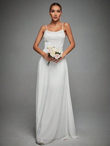 Contrast Lace Cami Wedding Dress Wedding Dresses Luxurious Weddings