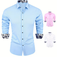 Men's Long Sleeve Tuxedo Shirt for Spring & Autumn Luxurious Weddings