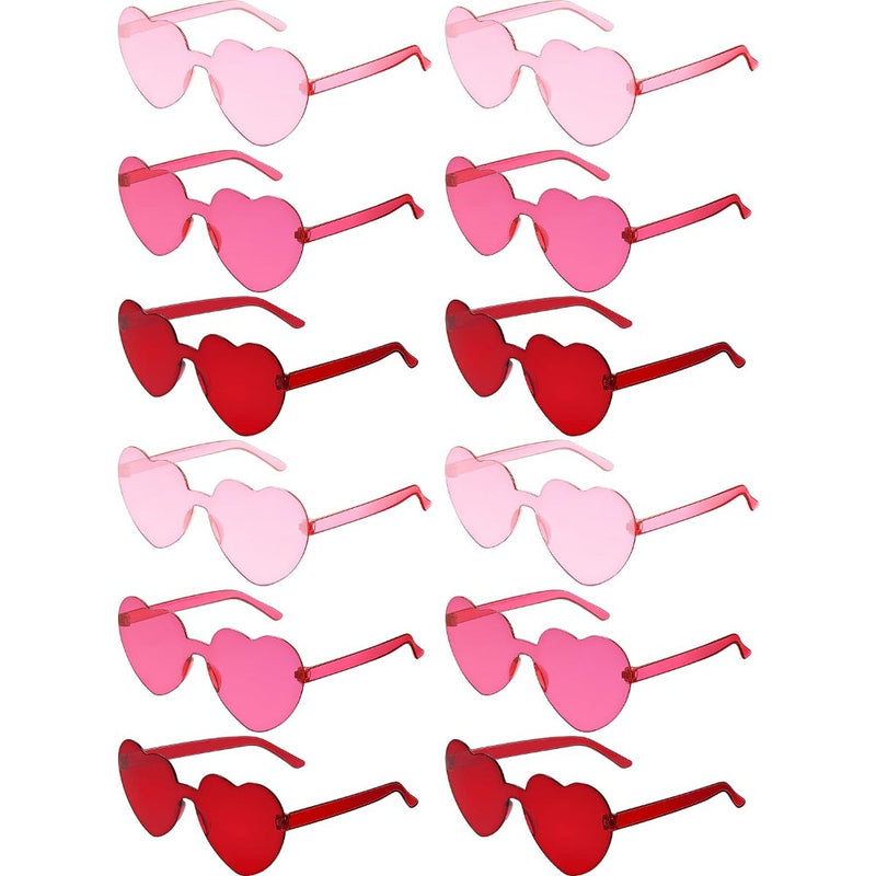12Pcs Heart Shape Rimless Sunglasses for Women Party Glasses Luxurious Weddings