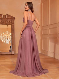 Solid Plunging Neck Sleeveless Cami Dress Bridesmaid Dresses Luxurious Weddings Ball dresses NZ, formal Dresses, Cocktail Dresses, Party Dresses, Evening Dresses