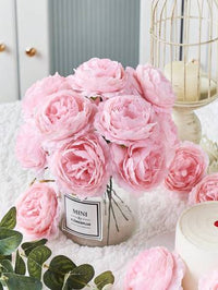 6pcs Artificial Peony Flower Heads For Wedding, Party Decoration, Cake And Home Decoration In Living Room & Dinning Table