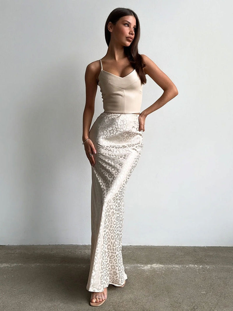 European hip-wrapped jacquard leopard print long skirt Leopard Print Skirt Luxurious Weddings