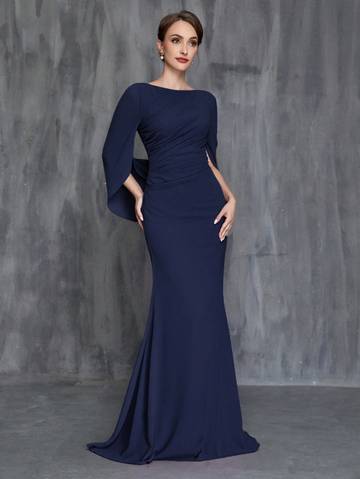 Formal Mermaid Dress With Front Pleat And Back Train Mother of the Bride Dresses Luxurious Weddings