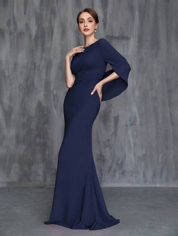 Formal Mermaid Dress With Front Pleat And Back Train Luxurious Weddings