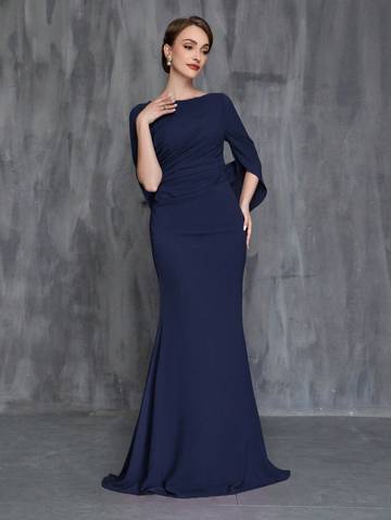 Formal Mermaid Dress With Front Pleat And Back Train Luxurious Weddings