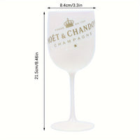 a wine glass with a champagne label on it