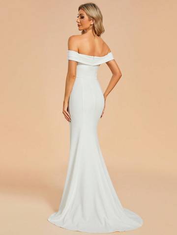 Sexy Off-Shoulder High Slit Mermaid Wedding Dress Wedding Dresses Luxurious Weddings