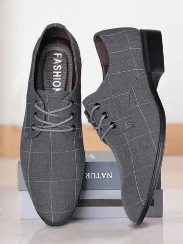 Lace Up Hollow Out Dress Shoes, Business Gray Formal Shoes Luxurious Weddings