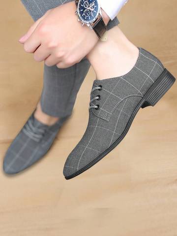 Lace Up Hollow Out Dress Shoes, Business Gray Formal Shoes Luxurious Weddings