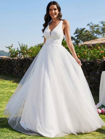 Jessica Lace Bodice Mesh Wedding Dress Luxurious Weddings