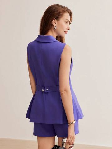 LAPEL COLLAR DOUBLE BREASTED WAISTCOAT Women Blazers Luxurious Weddings