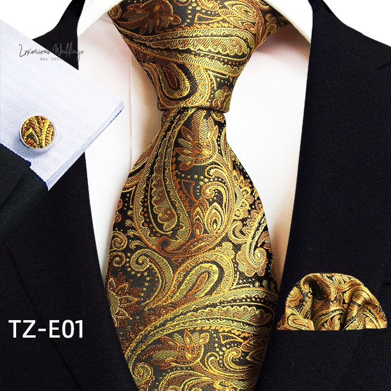 Stylish Paisley Tie & Waistband Set Necktie Luxurious Weddings