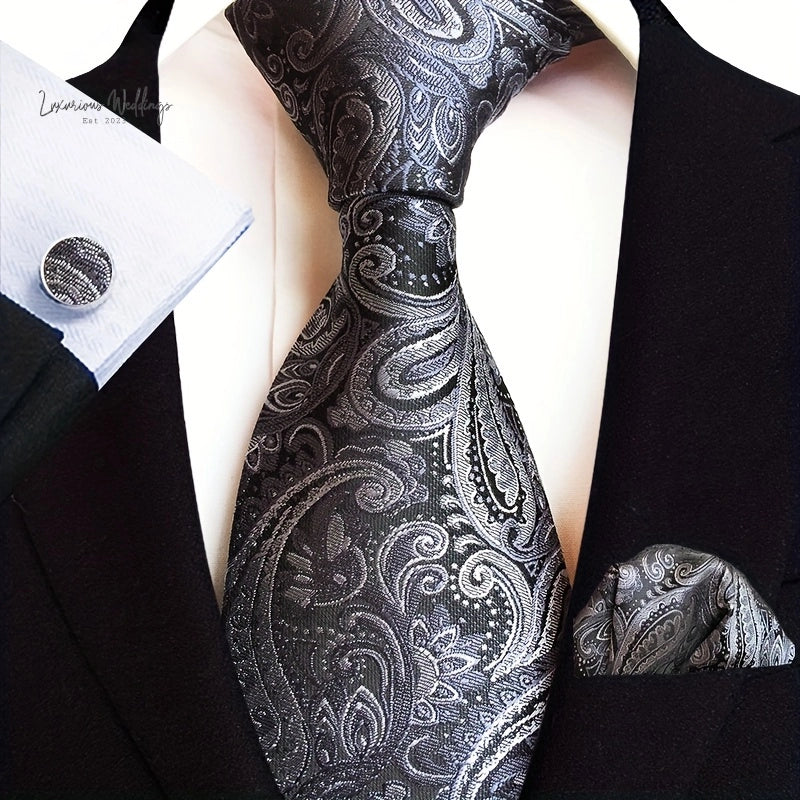 Stylish Paisley Tie & Waistband Set Necktie Luxurious Weddings