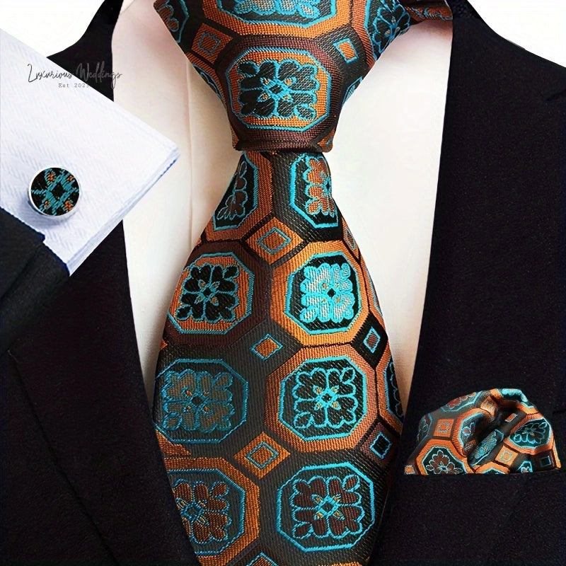 Stylish Paisley Tie & Waistband Set Necktie Luxurious Weddings