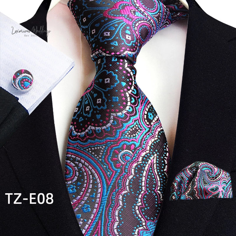 Stylish Paisley Tie & Waistband Set Necktie Luxurious Weddings