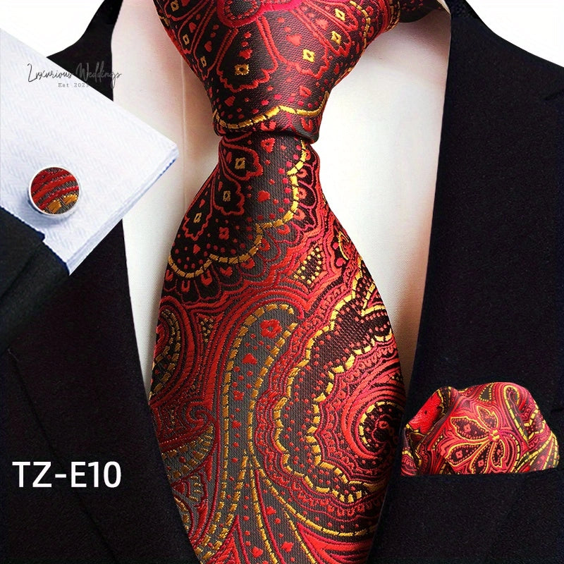 Stylish Paisley Tie & Waistband Set Necktie Luxurious Weddings