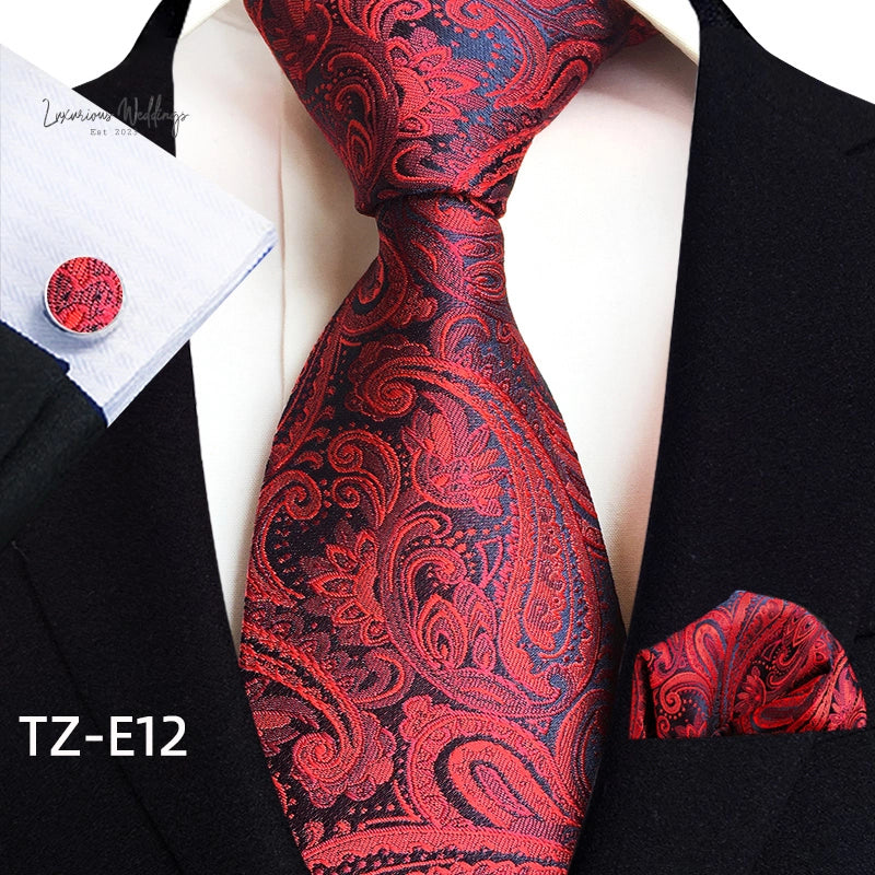 Stylish Paisley Tie & Waistband Set Necktie Luxurious Weddings
