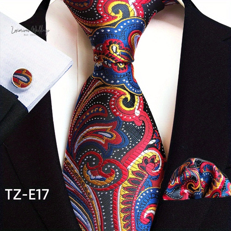 Stylish Paisley Tie & Waistband Set Necktie Luxurious Weddings