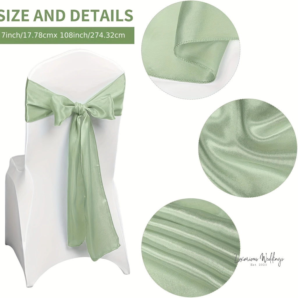 50pcs Satin Wedding Chair Sashes Chair Sashes Luxurious Weddings