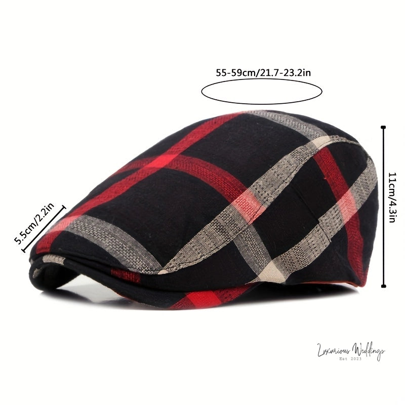 Vintage Plaid Striped Newsboy Cap for Men - Gatsby Themed Wedding Accessory Hat Luxurious Weddings