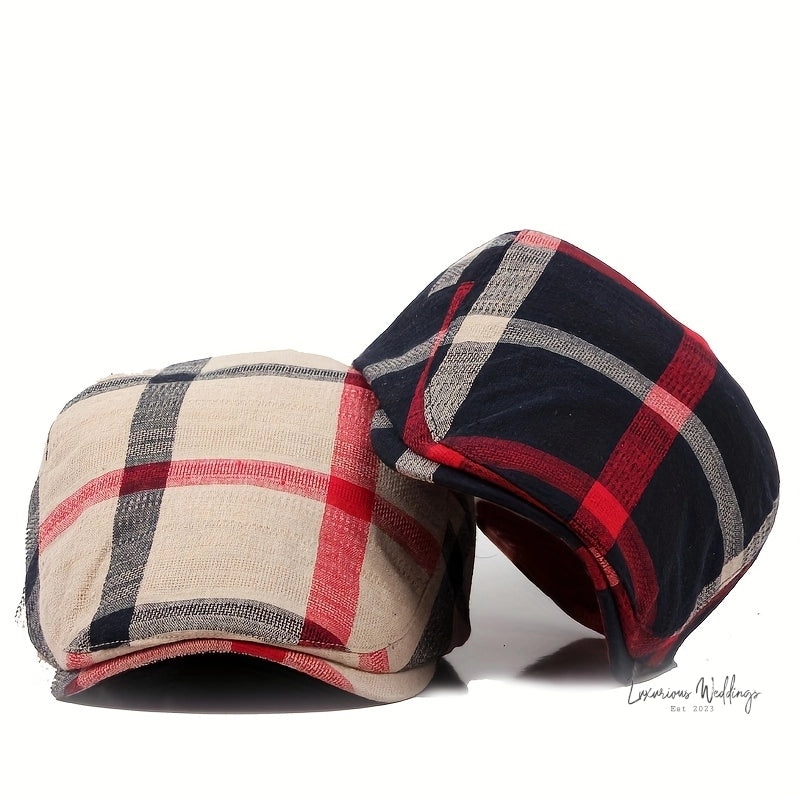 Vintage Plaid Striped Newsboy Cap for Men - Gatsby Themed Wedding Accessory Hat Luxurious Weddings