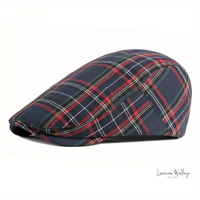 Vintage Plaid Striped Newsboy Cap for Men - Gatsby Themed Wedding Accessory Hat Luxurious Weddings