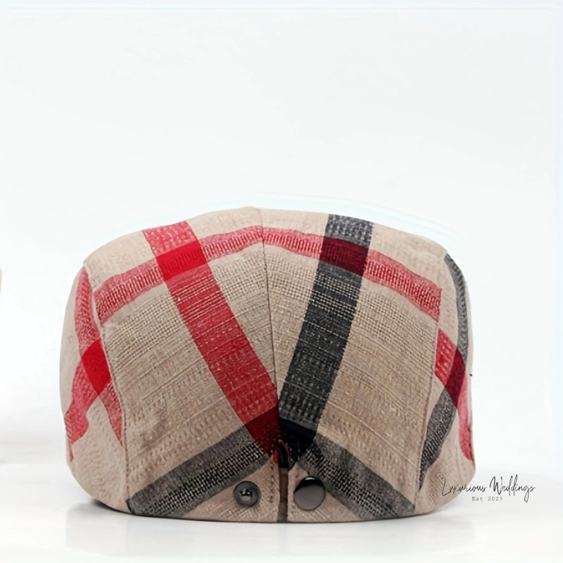 Vintage Plaid Striped Newsboy Cap for Men - Gatsby Themed Wedding Accessory Hat Luxurious Weddings