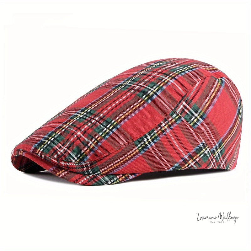 Vintage Plaid Striped Newsboy Cap for Men - Gatsby Themed Wedding Accessory Hat Luxurious Weddings