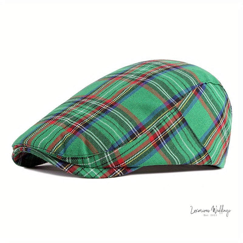 Vintage Plaid Striped Newsboy Cap for Men - Gatsby Themed Wedding Accessory Hat Luxurious Weddings