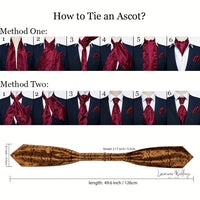 Silver Paisley Ascot Tie - Elegant Gatsby Wedding Accessory Tie Set Luxurious Weddings