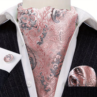 Silver Paisley Ascot Tie - Elegant Gatsby Wedding Accessory Tie Set Luxurious Weddings