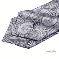 Silver Paisley Ascot Tie - Elegant Gatsby Wedding Accessory Tie Set Luxurious Weddings