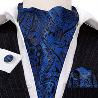 Silver Paisley Ascot Tie - Elegant Gatsby Wedding Accessory Tie Set Luxurious Weddings