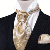 Silver Paisley Ascot Tie - Elegant Gatsby Wedding Accessory Tie Set Luxurious Weddings